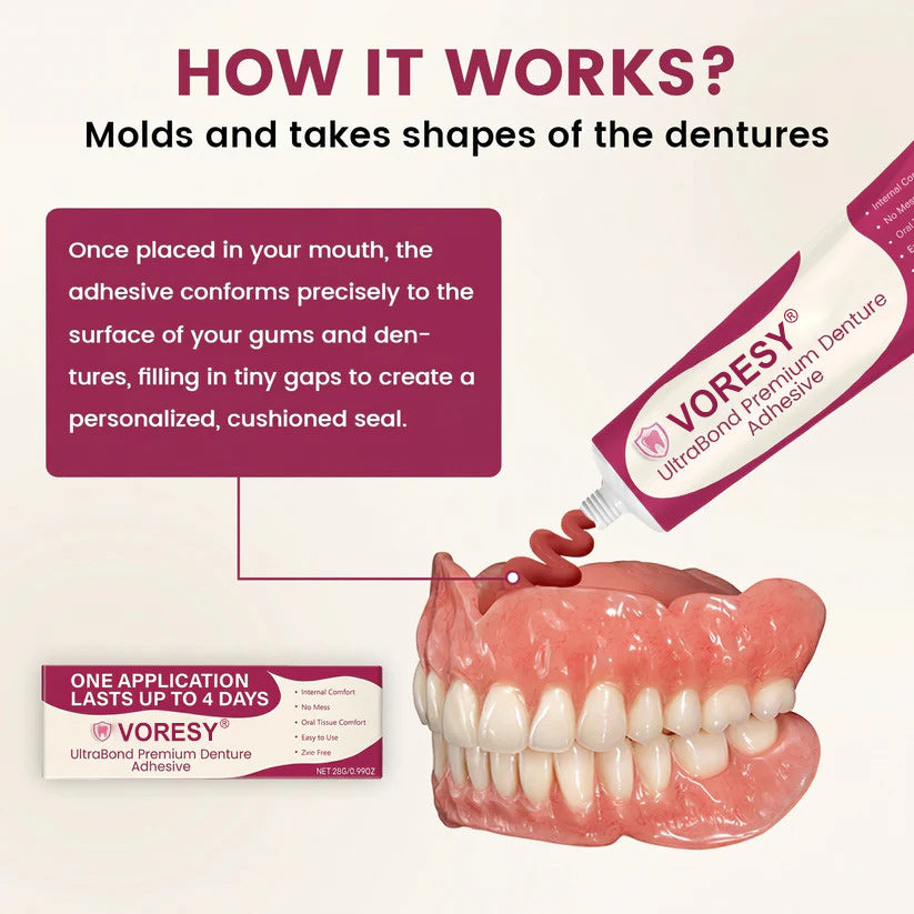 UltraBond Premium Denture Adhesive 🔥 FDA Certified (Clinically Proven 4-Day Hold for Secure, Comfortable & Zinc-Free Denture Fit 🦷)