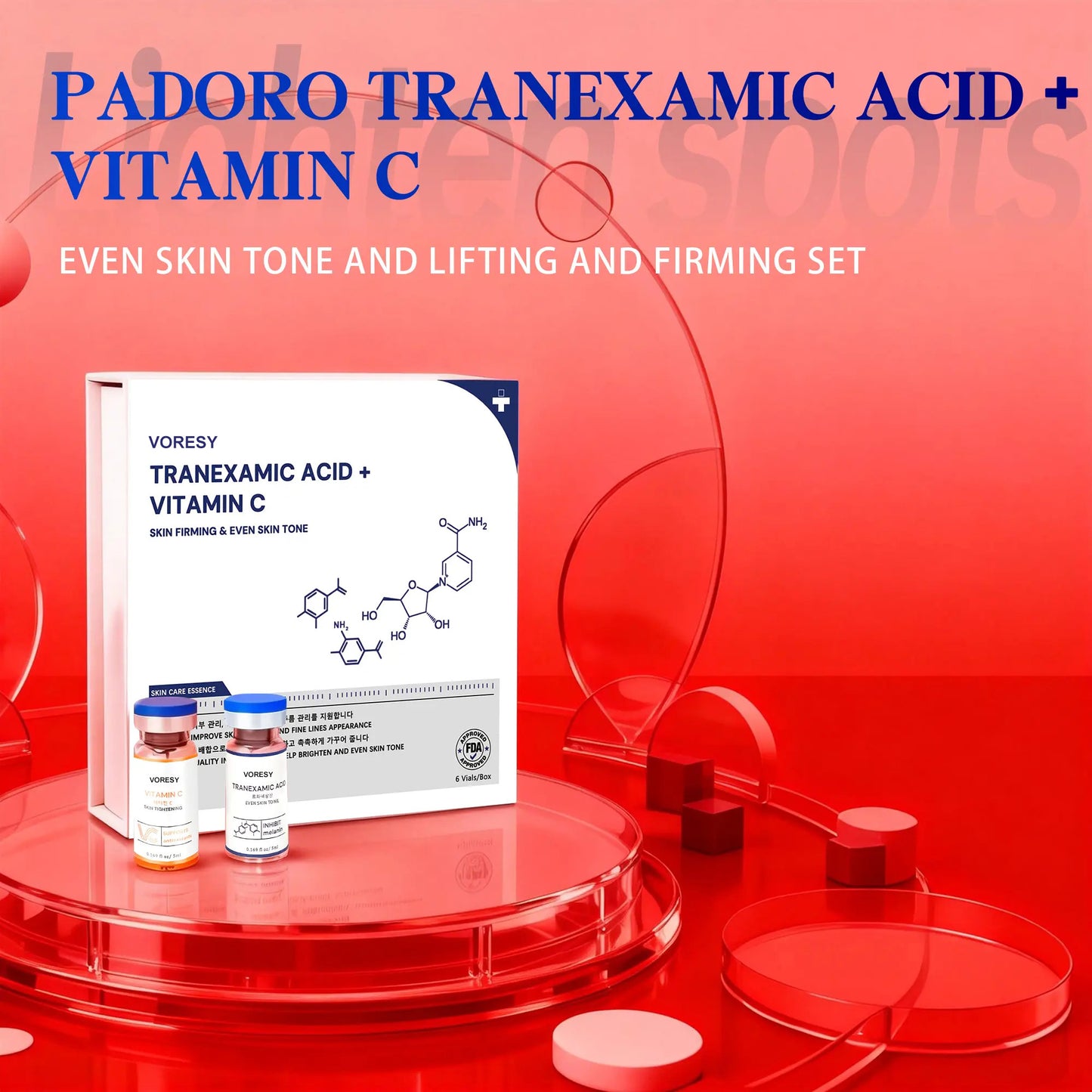 Tranexamic Acid + Golden Vitamin C Brightening Serum for Hyperpigmentation, Hydration & Anti-Aging