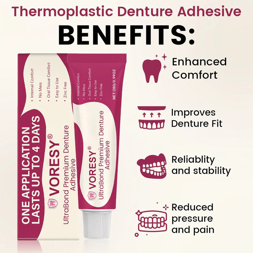 UltraBond Premium Denture Adhesive 🔥 FDA Certified (Clinically Proven 4-Day Hold for Secure, Comfortable & Zinc-Free Denture Fit 🦷)